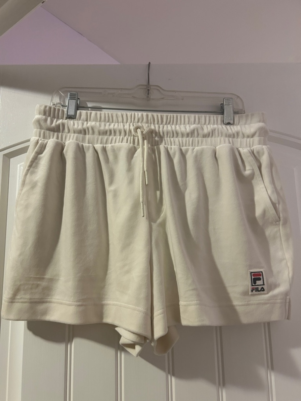 FILA Cream Elastic Waist Athletic Shorts